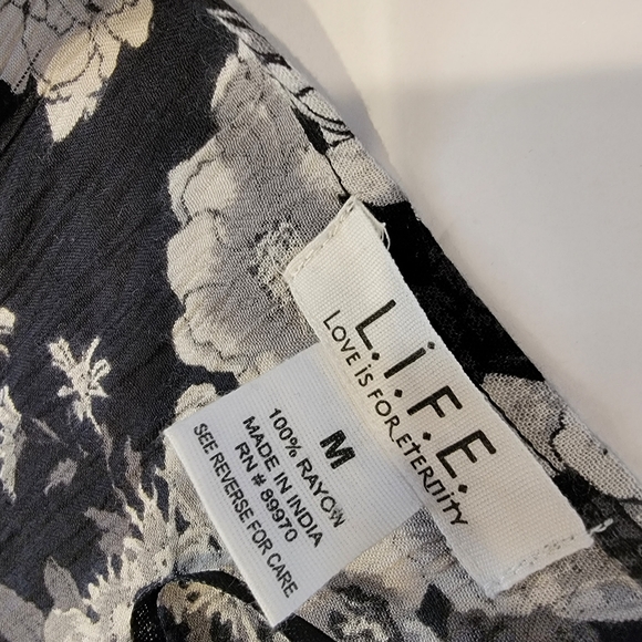 L.I.F.E Love is for Eternity Open Front Cardigan Poncho Black White M - Picture 12 of 15